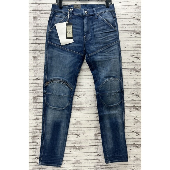 G-Star Raw 5620 Skinny Jeans 3D Zip Knee Men's 31x32 Blue Denim Stretch NEW